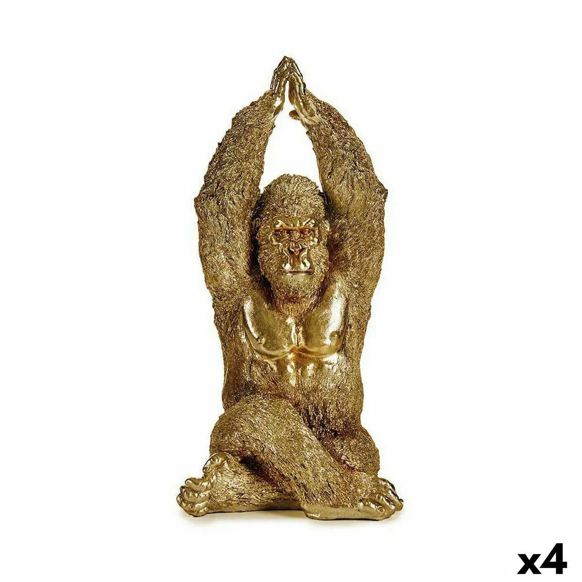 Statua Decorativa Yoga Gorilla Dorato 17 x 36 x 19,5 cm (4 Unità)