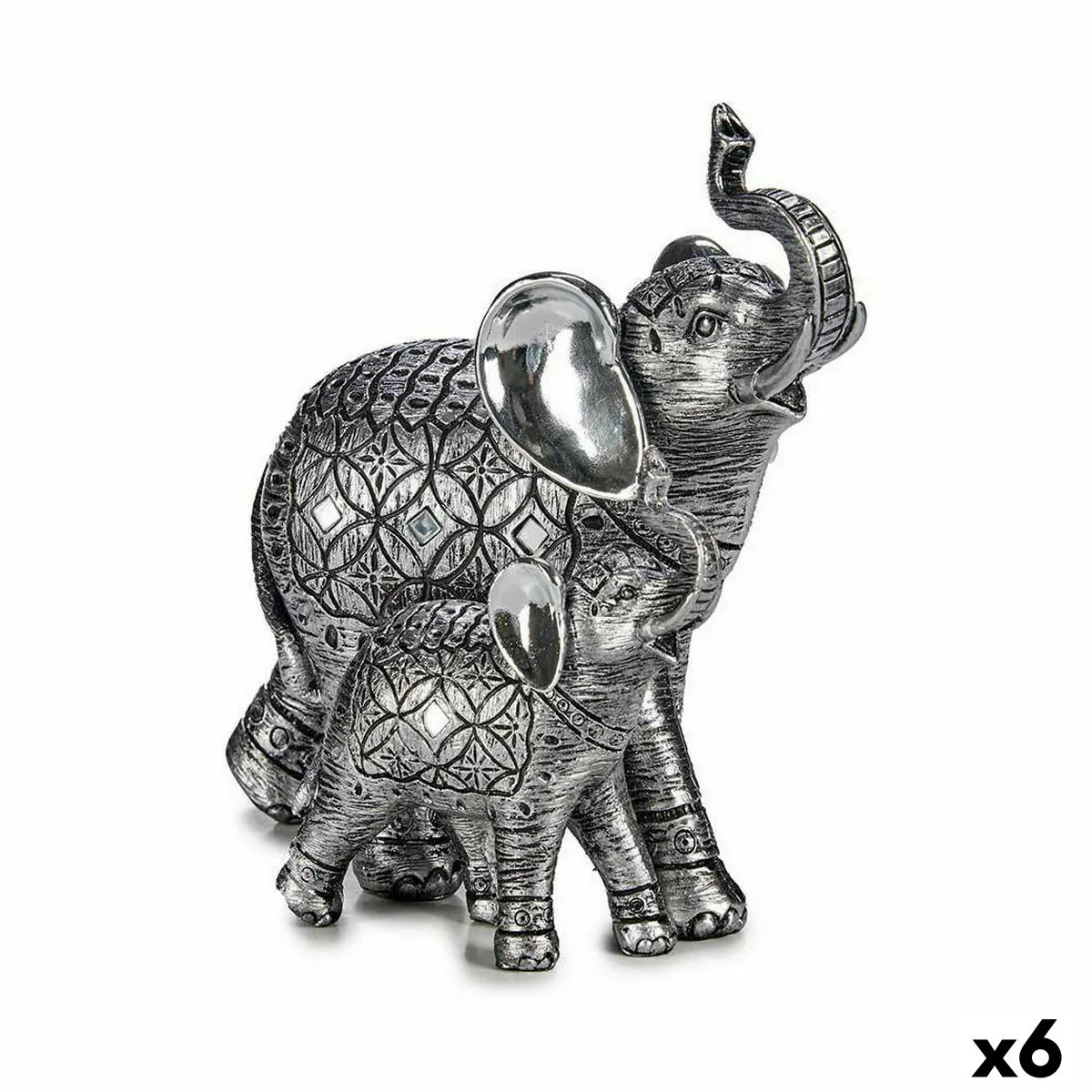 Statua Decorativa Elefante Argentato 21,5 x 20,5 x 11 cm (6 Unità)