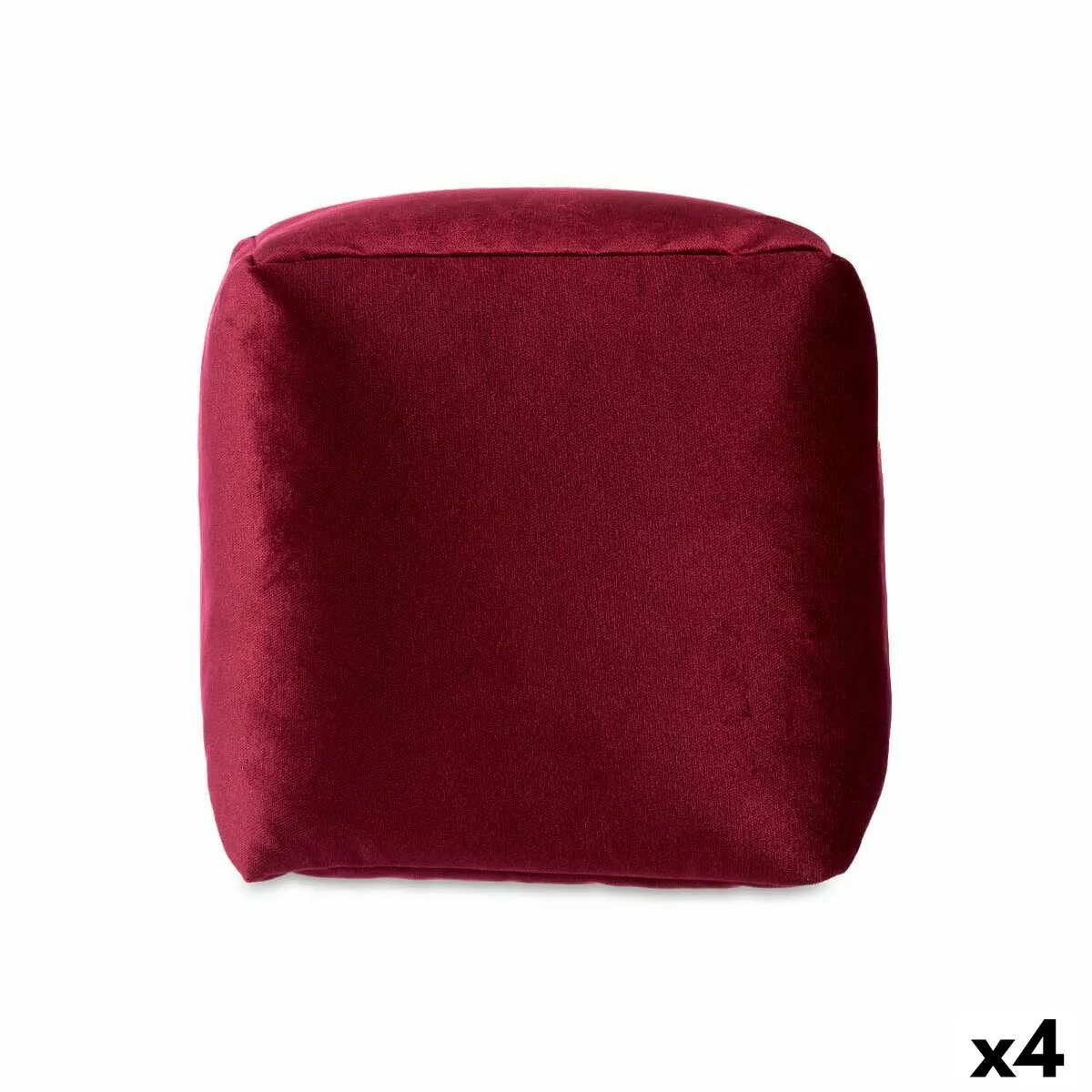 Puff Velluto Rosso Granato 30 x 30 x 30 cm (4 Unità)