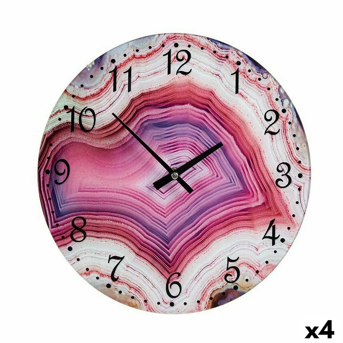 Orologio da Parete Marmo Rosa Cristallo 30 x 4 x 30 cm (4 Unità)