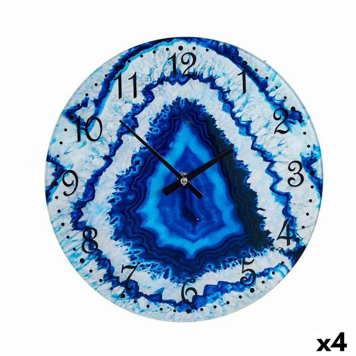 Orologio da Parete Marmo Azzurro Cristallo 30 x 4 x 30 cm (4 Unità)