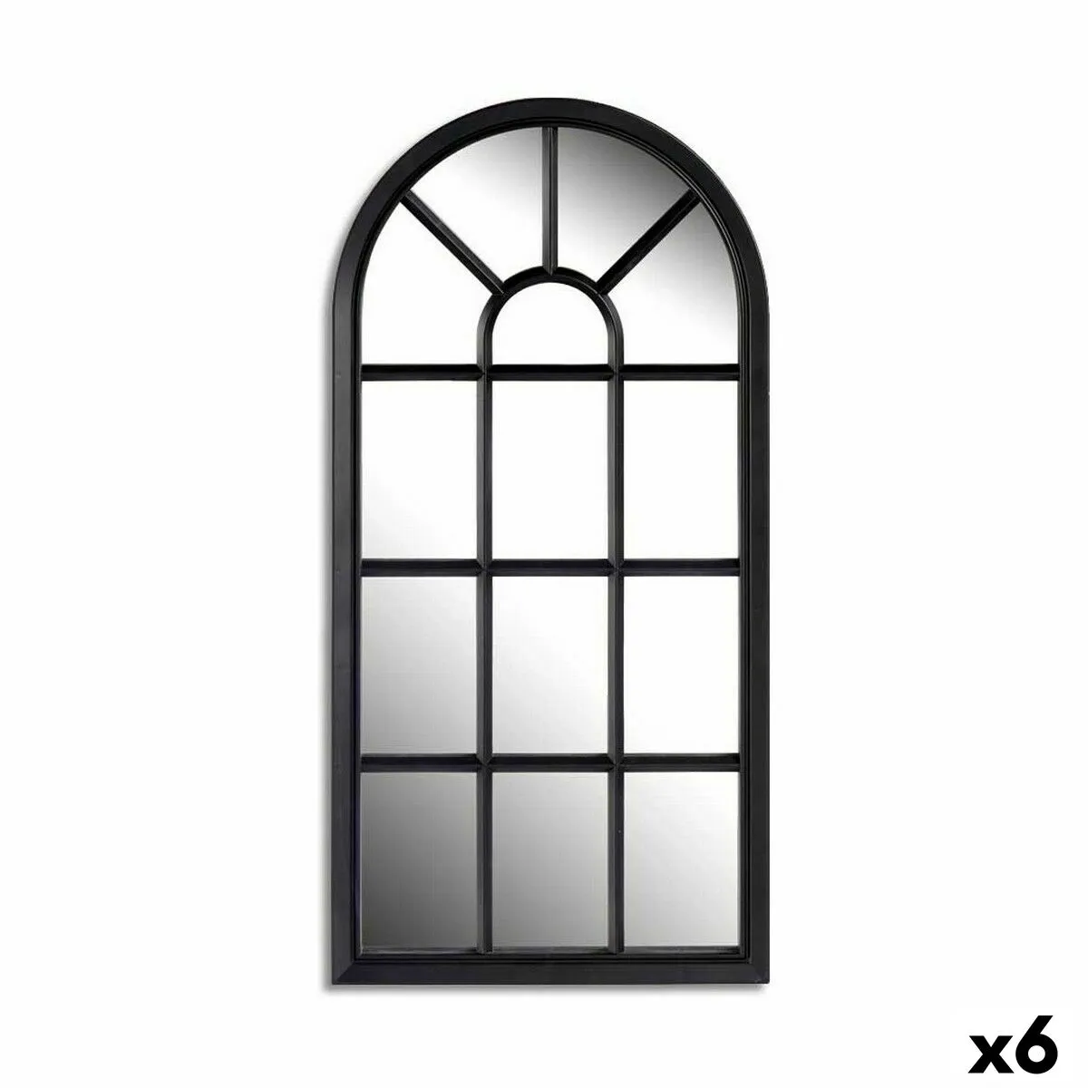 Specchio da parete Finestra Nero Vetro Plastica 34,5 x 2,5 x 69,5 cm (6 Unità)