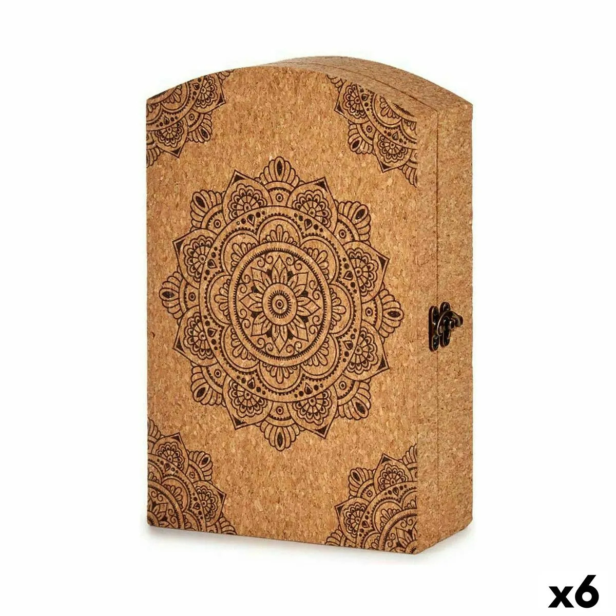 Armadietto portachiavi Mandala Marrone Sughero Legno MDF 20 x 7,5 x 29 cm (6 Unità)