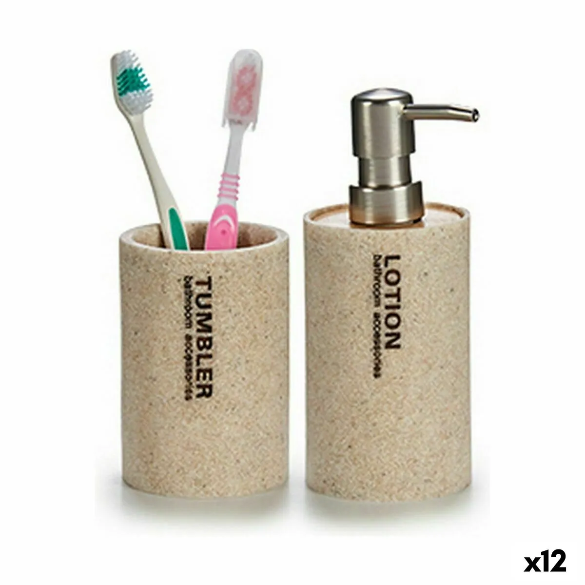 Dispenser di Sapone Beige Argentato Resina 350 ml (12 Unità)