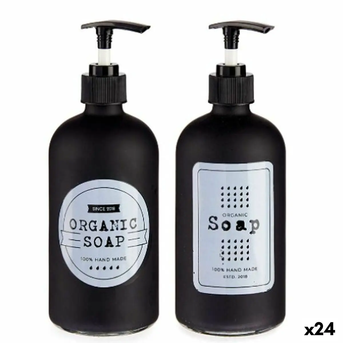 Dispenser di Sapone Nero Vetro polipropilene 480 ml (24 Unità)