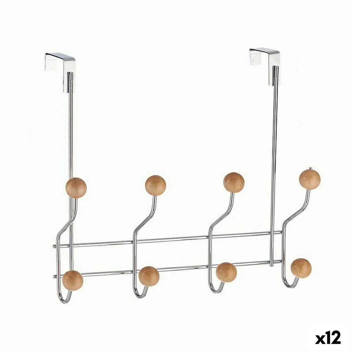 Appendiabiti per Porte Marrone Legno Metallo 29 x 9 x 28 cm (12 Unità)