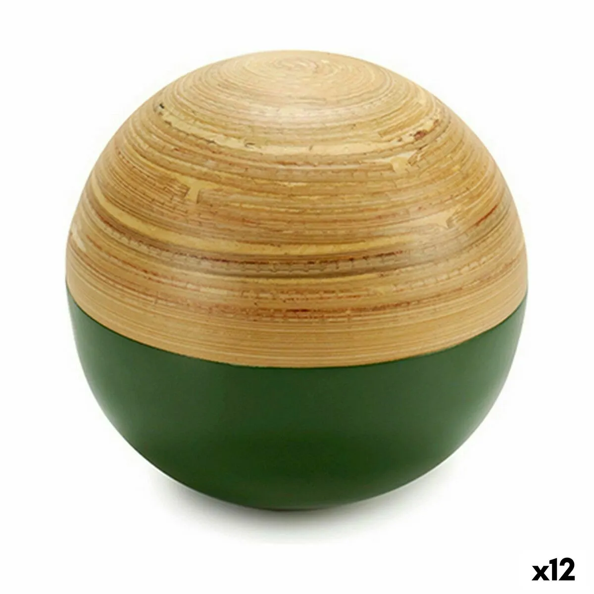 Statua Decorativa Sfera Marrone Verde Bambù 10 x 10 x 10 cm (12 Unità)