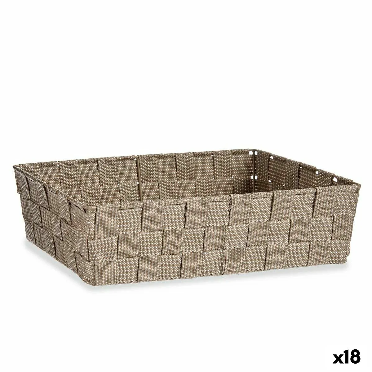 Cestino Multiuso Beige Stoffa 3,8 L 34 x 8,5 x 21 cm (18 Unità)