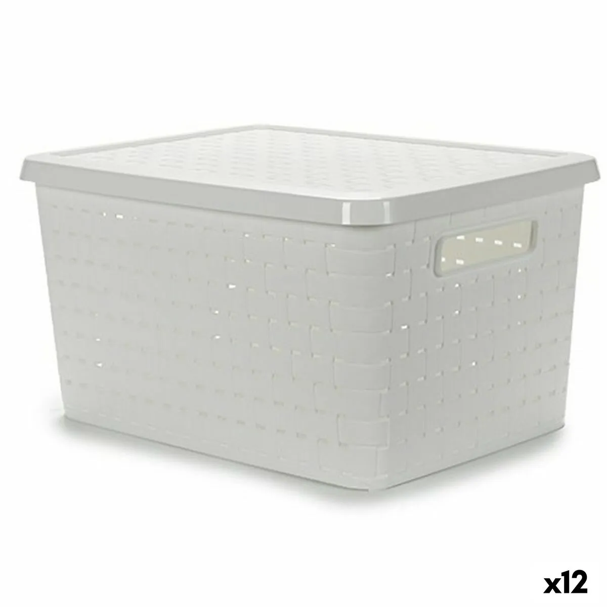 Scatola portaoggetti con coperchio Bianco Plastica 40 L 35 x 25 x 46 cm (12 Unità)