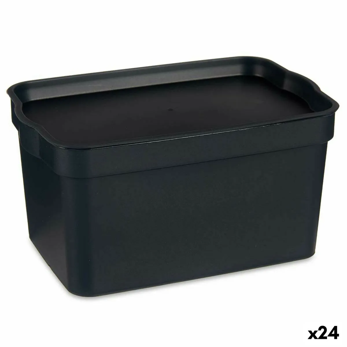 Scatola portaoggetti con coperchio Antracite Plastica 2,3 L 13,5 x 11 x 20 cm (24 Unità)