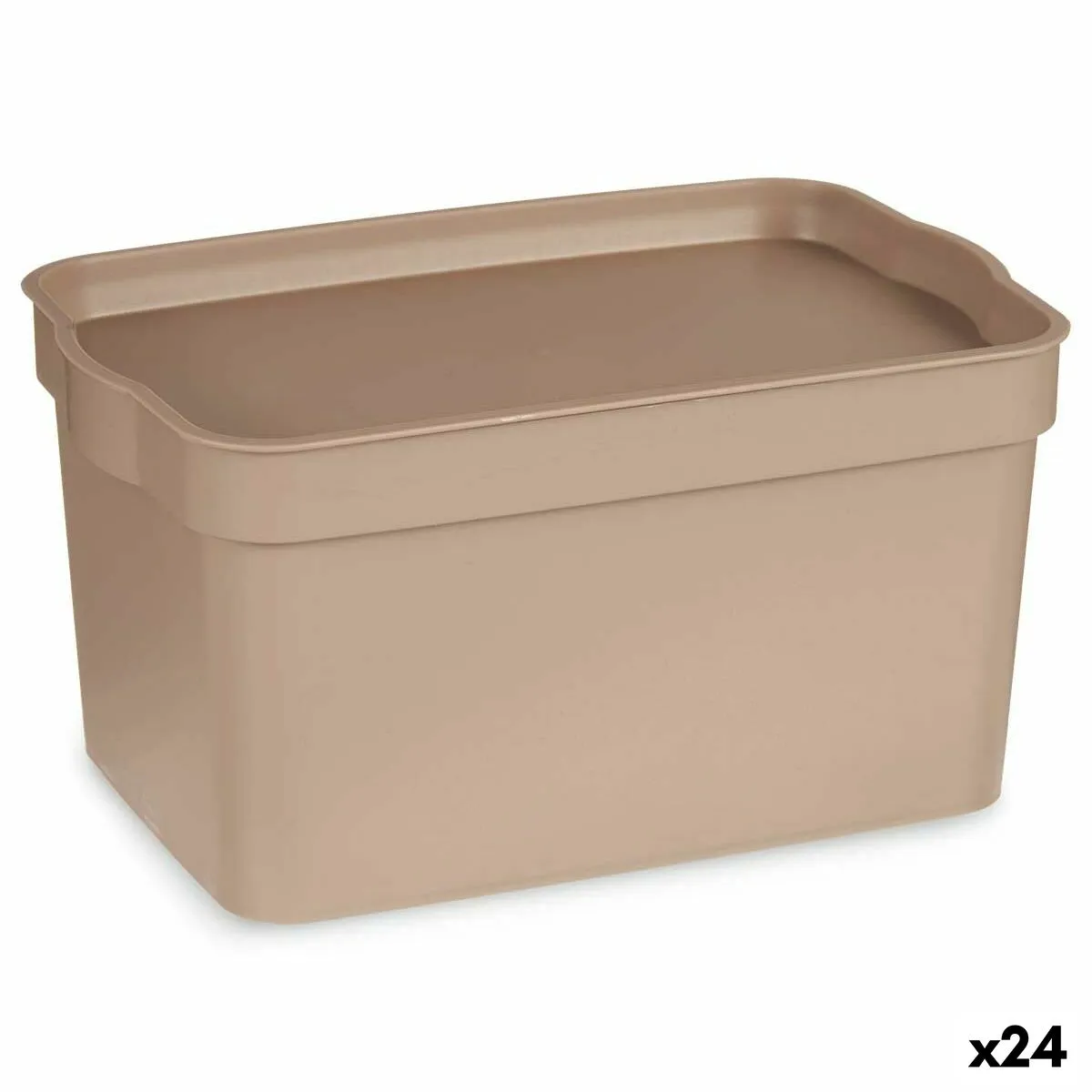 Scatola portaoggetti con coperchio Beige Plastica 2,3 L 13,5 x 11 x 20 cm (24 Unità)