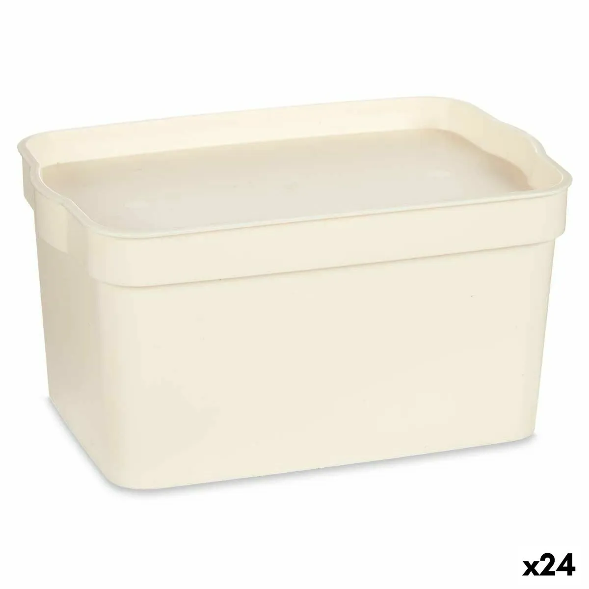 Scatola portaoggetti con coperchio Crema Plastica 2,3 L 13,5 x 11 x 20 cm (24 Unità)