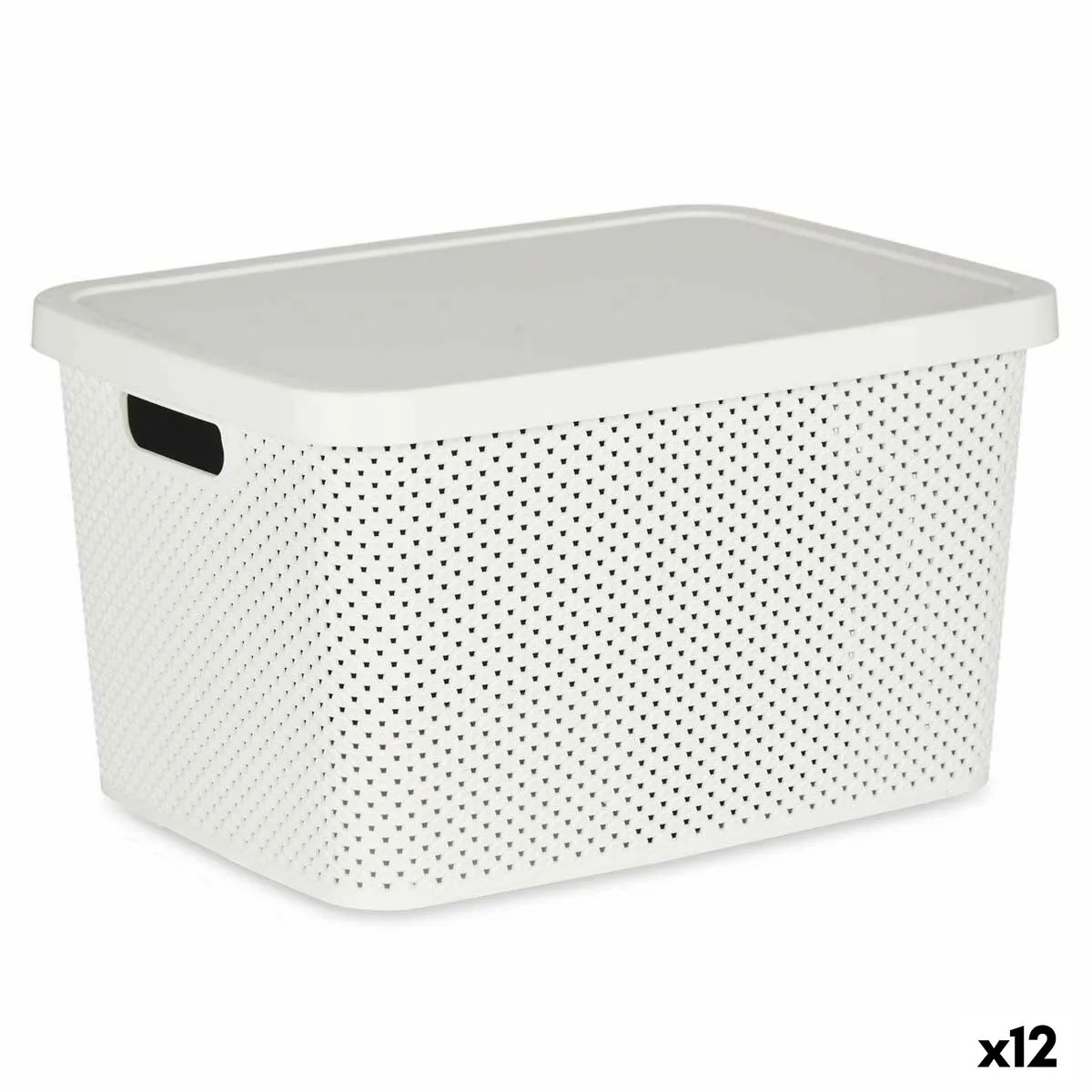 Scatola portaoggetti con coperchio Bianco Plastica 19 L 28 x 22 x 39 cm (12 Unità)