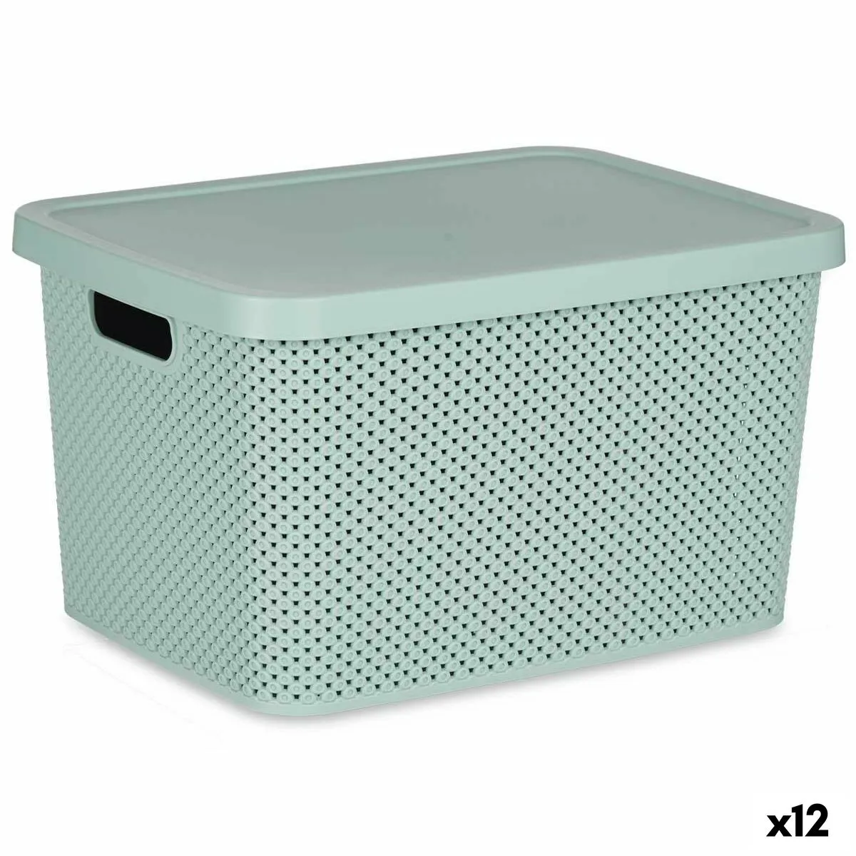 Scatola portaoggetti con coperchio Verde Plastica 19 L 28 x 22 x 39 cm (12 Unità)