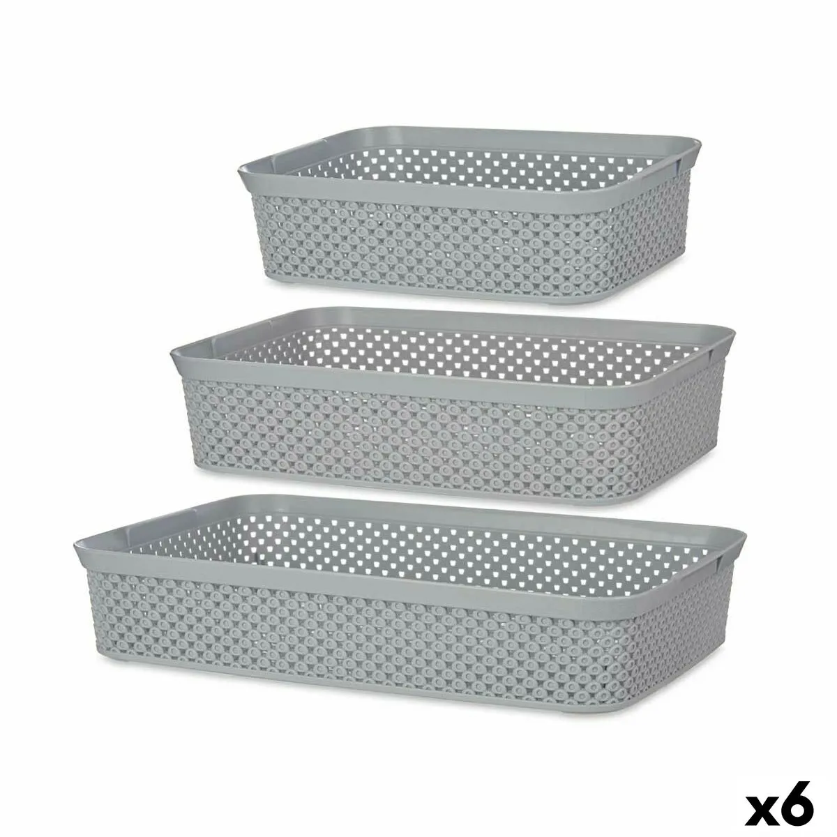 Set di vassoi organizzatori Rettangolare Grigio Plastica (6 Unità)