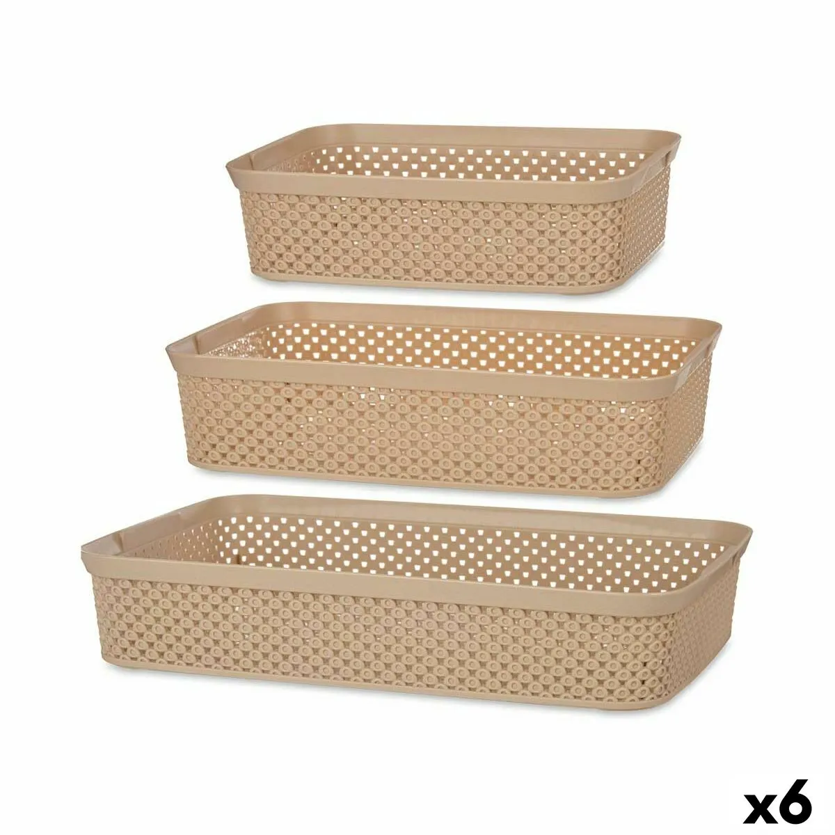 Set di vassoi organizzatori Rettangolare Beige Plastica (6 Unità)