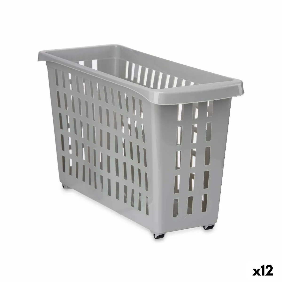 Cestino Multiuso Con ruote Grigio Plastica 17,5 x 26 x 46 cm (12 Unità)