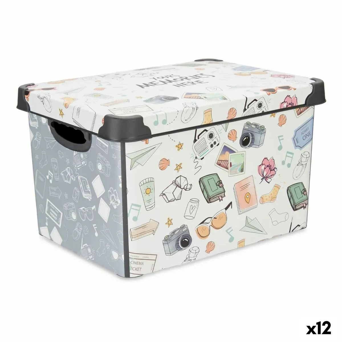 Scatola portaoggetti con coperchio Memories Per ragazzi Plastica 17 L 27,5 x 22 x 36,5 cm (12 Unità)