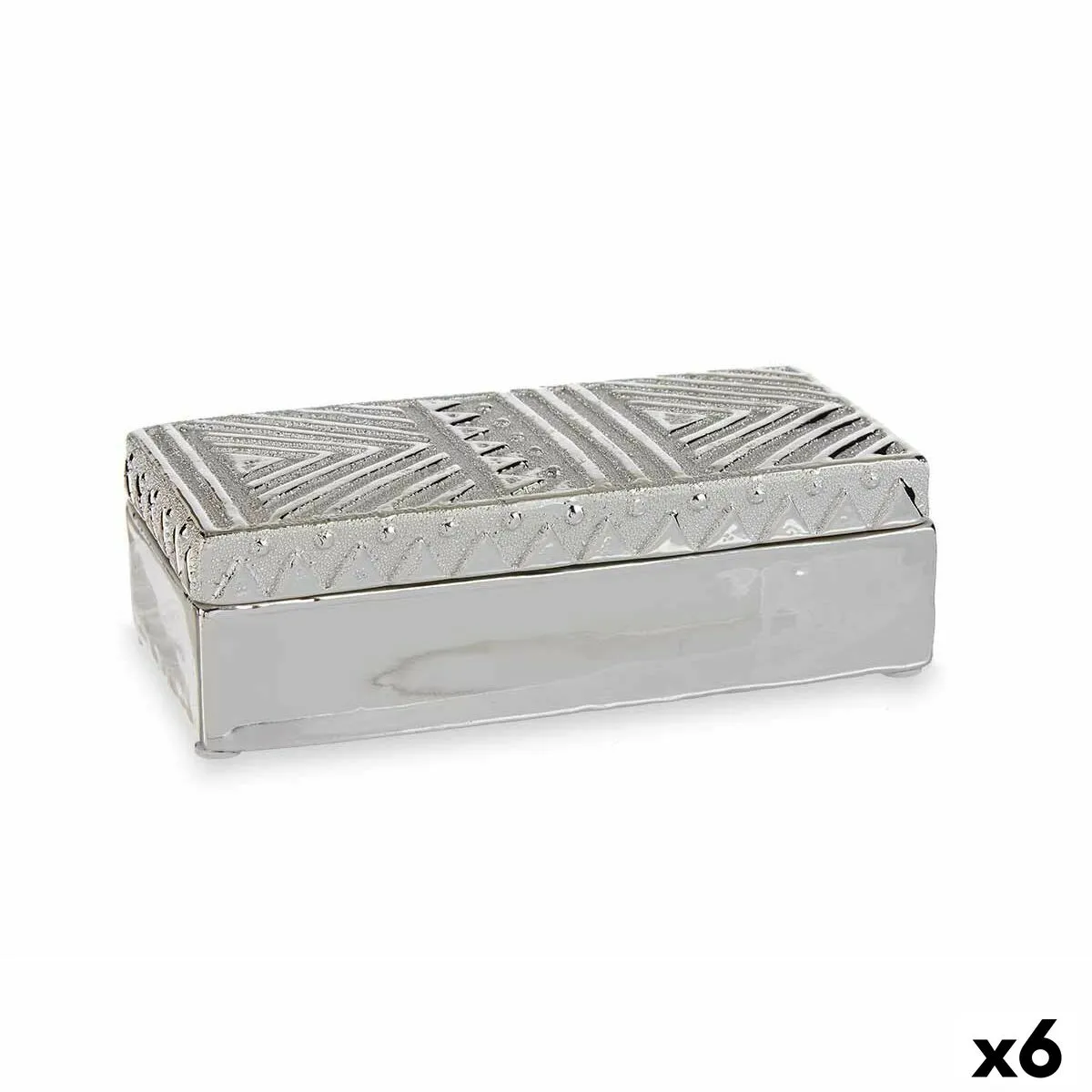 Scatola-Portagioie Argentato Ceramica 10,2 x 6,3 x 20,5 cm (6 Unità)