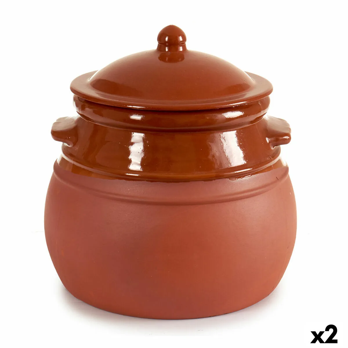 Pentola con Coperchio Argilla cotta 4,5 L 25 x 27 x 25 cm (2 Unità)