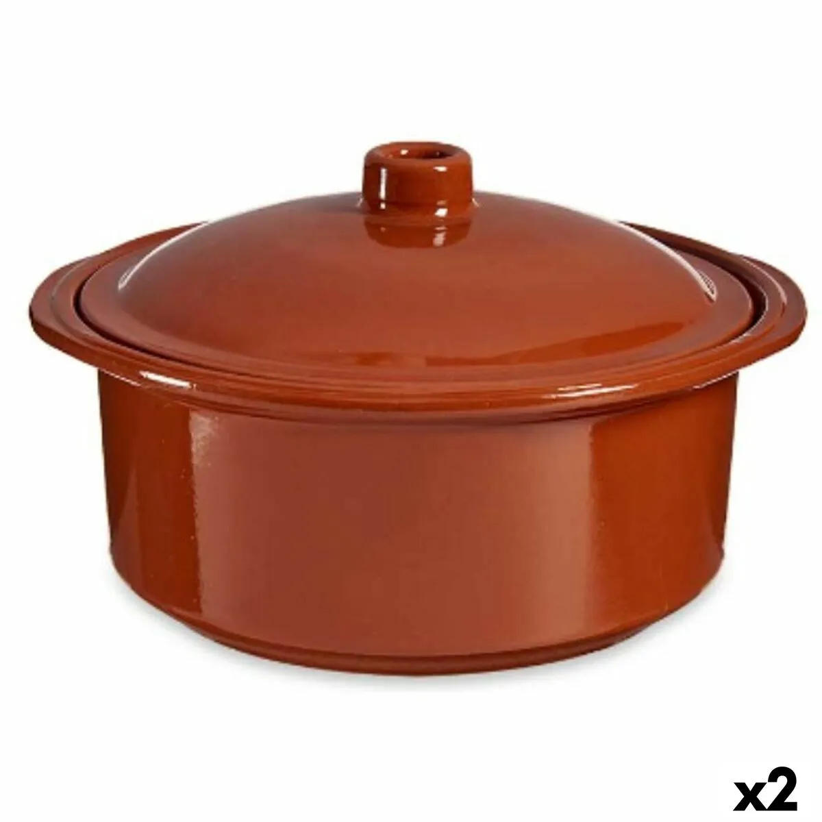 Pentola con Coperchio Argilla cotta 3,5 L 28,5 x 16 x 27 cm (2 Unità)