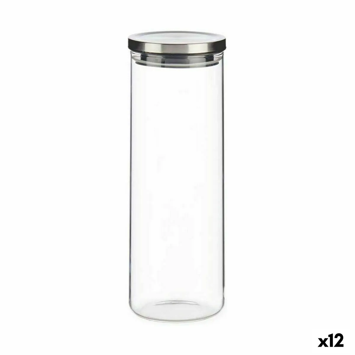 Vaso Chiusura ermetica Argentato Metallo polipropilene 1,7 L 10,2 x 28 x 10,2 cm (12 Unità)