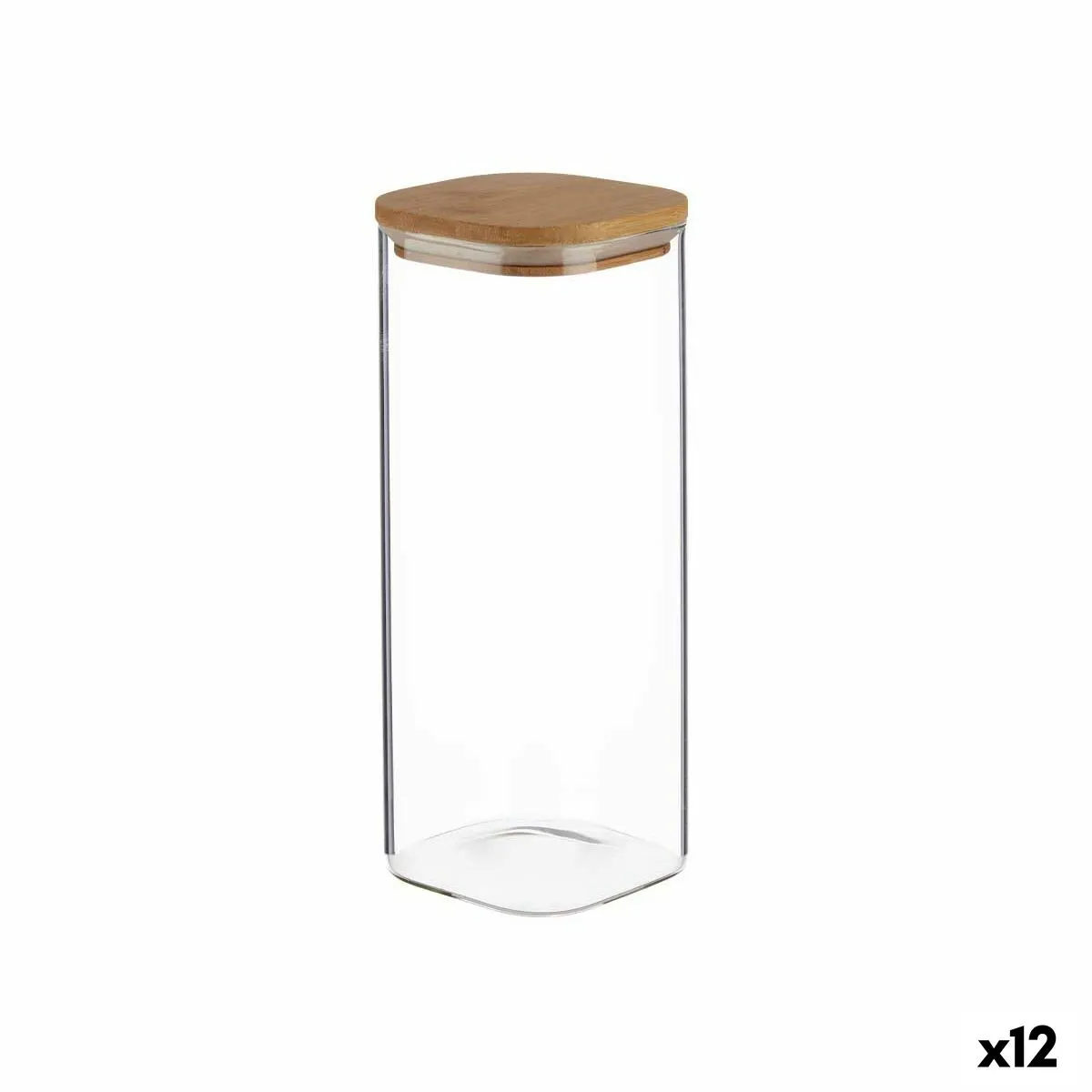 Vaso Chiusura ermetica Trasparente Bambù 1,8 L 10,3 x 25,3 x 10,3 cm (12 Unità)