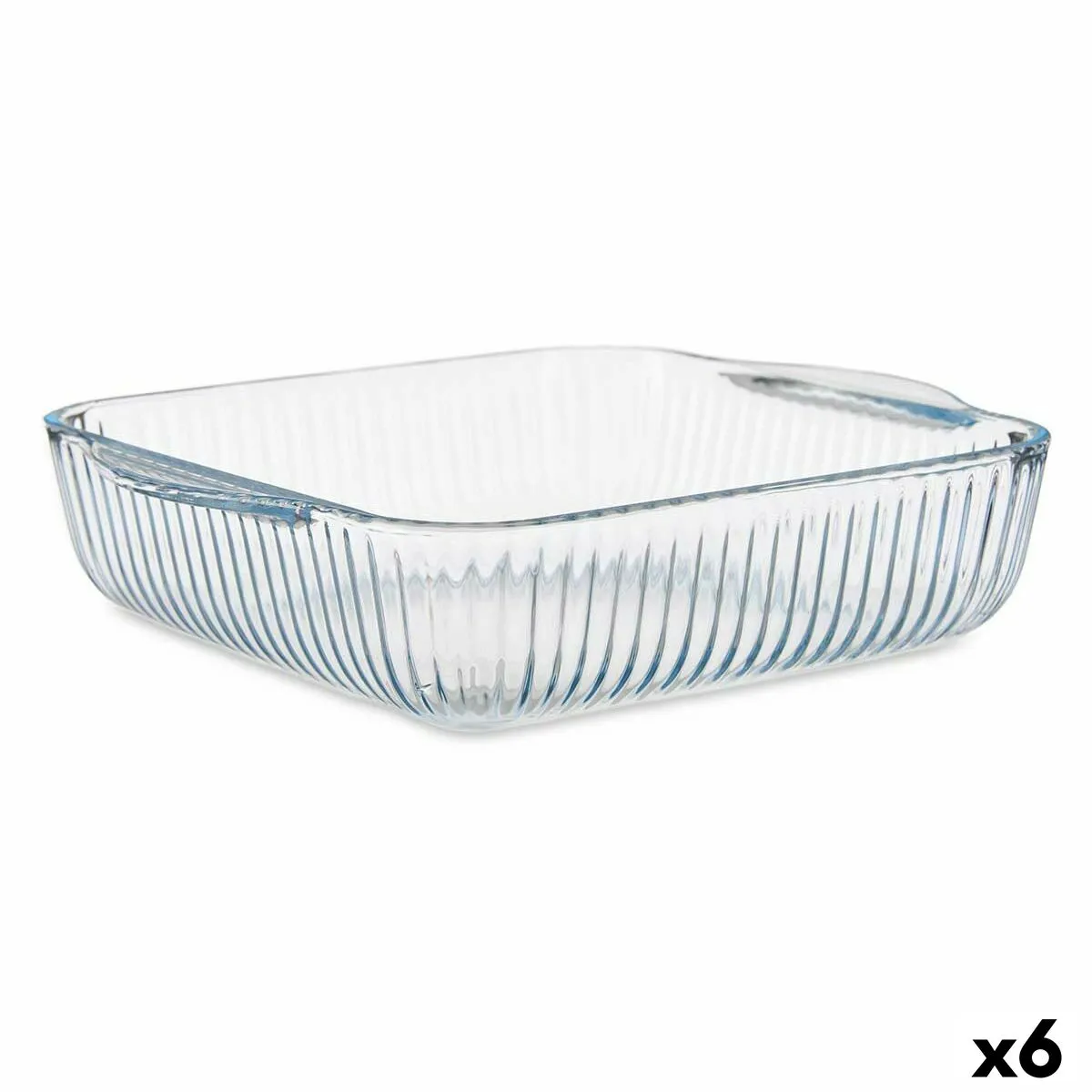 Vassoio da Forno Trasparente Vetro Borosilicato 21,5 x 6 x 25,2 cm (6 Unità)