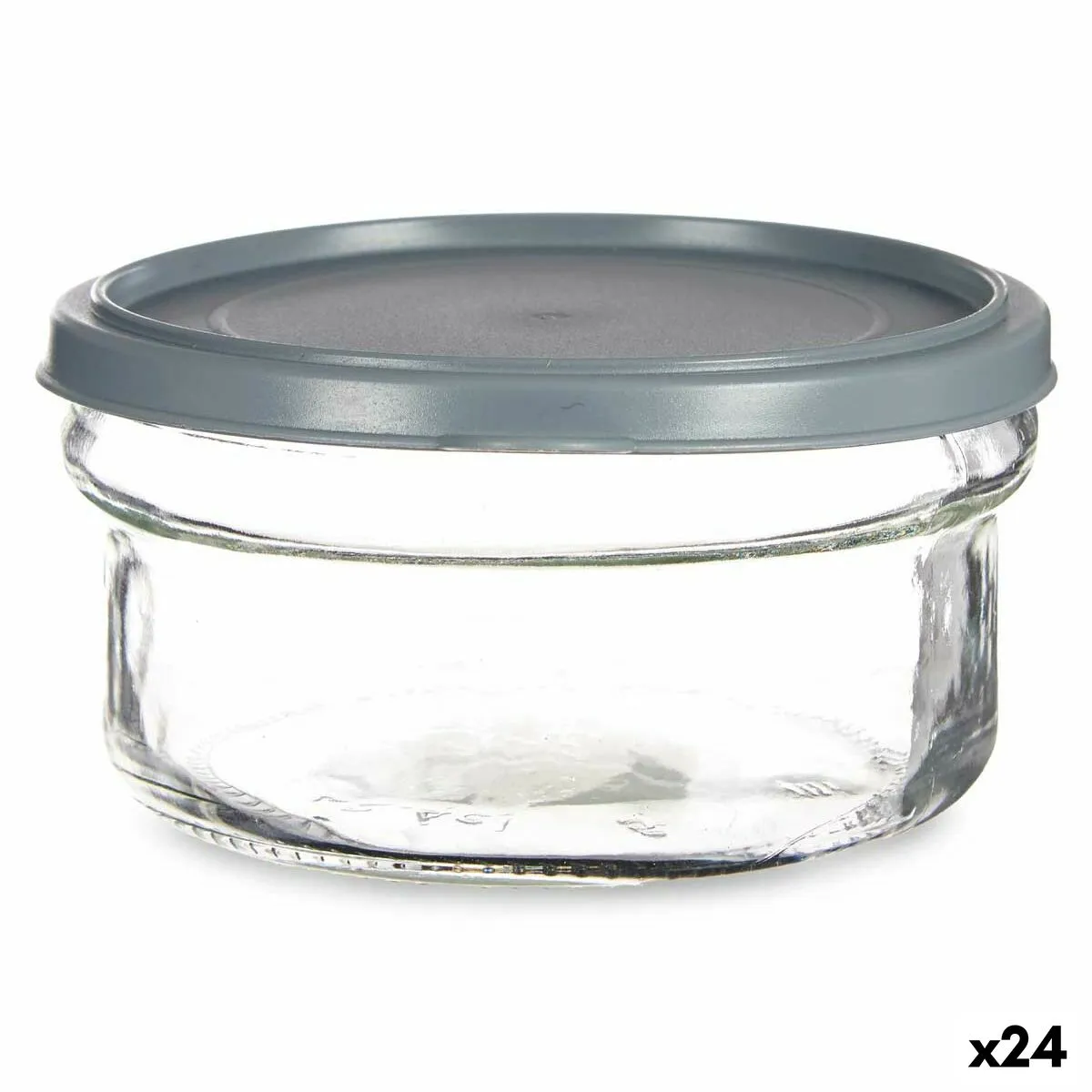 Porta Pranzo Rotondo con Coperchio Grigio Plastica 415 ml 12 x 6 x 12 cm (24 Unità)