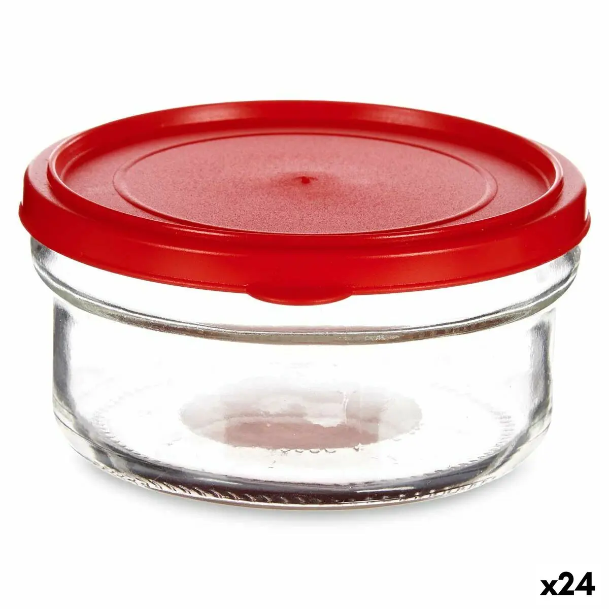 Porta Pranzo Rotondo con Coperchio Rosso Plastica 415 ml 12 x 6 x 12 cm (24 Unità)