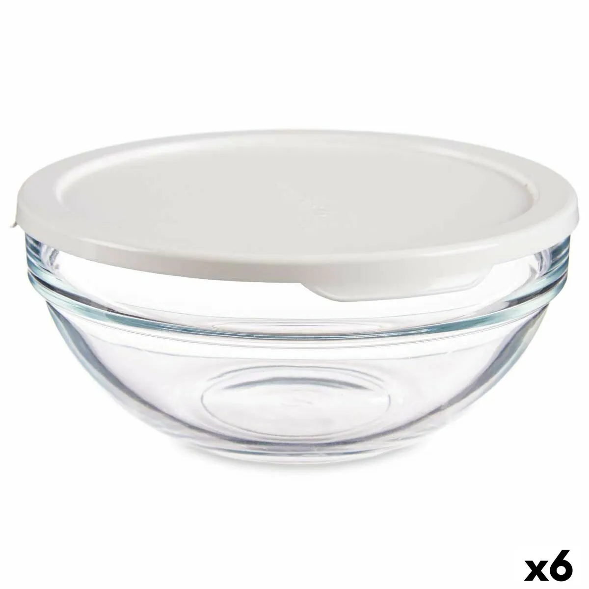 Porta Pranzo Rotondo con Coperchio Chefs Bianco 595 ml 14 x 6,3 x 14 cm (6 Unità)