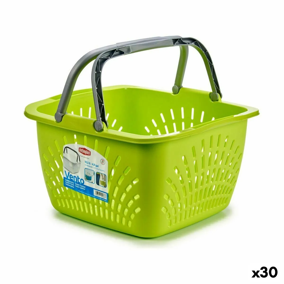 Cestino Multiuso Stefanplast Con manici Plastica 18 L 39 x 21,5 x 39 cm (30 Unità)