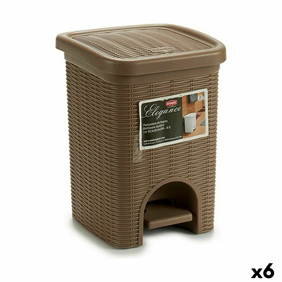 Cestino a pedale Stefanplast Elegance Nero Beige Plastica 6 L 20,5 x 28 x 20,5 cm (6 Unità)