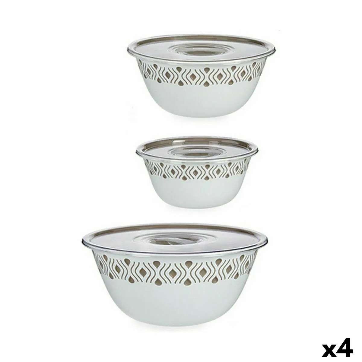 Set di Ciotole Stefanplast Tosca Con coperchio Beige Plastica (4 Unità)