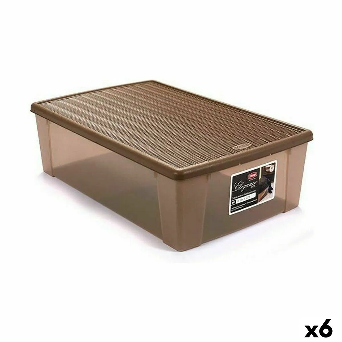 Scatola portaoggetti con coperchio Stefanplast Elegance Beige Plastica 38,5 x 17 x 59,5 cm (6 Unità)