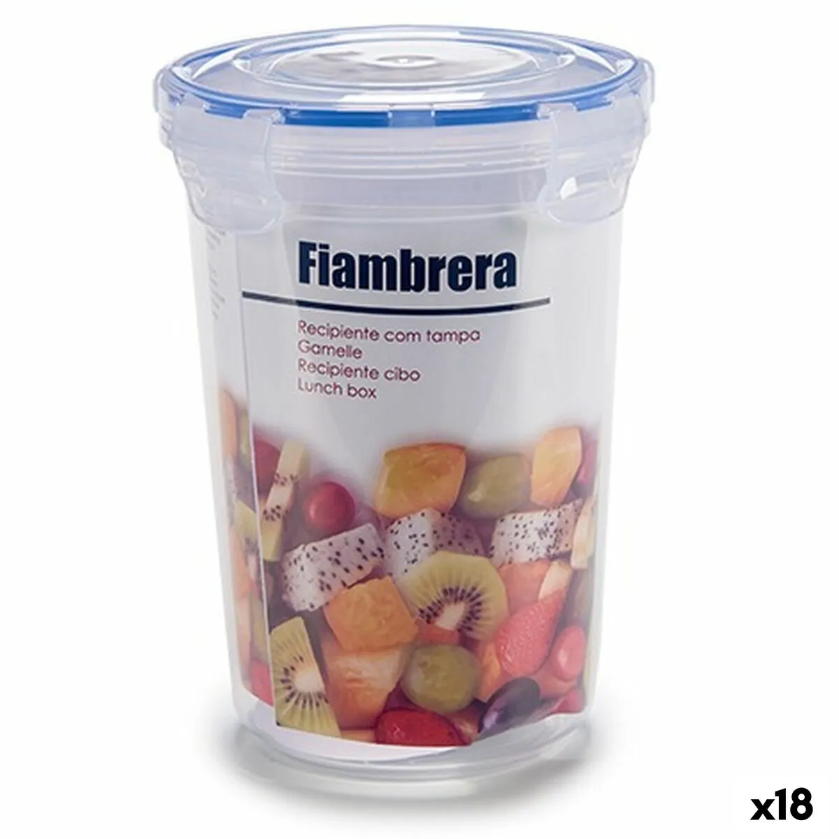 Porta pranzo Ermetico Cilindro Trasparente Plastica 1,2 L 13 x 17 x 13 cm (18 Unità)