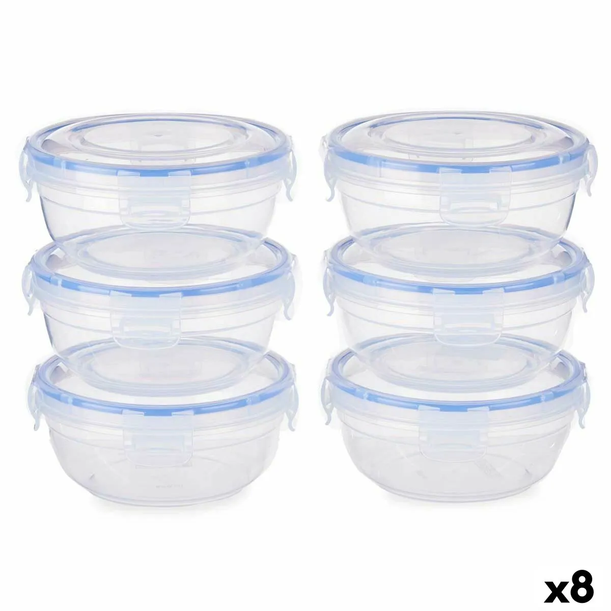 Set di scatole porta pranzo Ermetico Azzurro Trasparente Plastica 800 ml 15,5 x 7,5 x 15,5 cm (8 Unità)