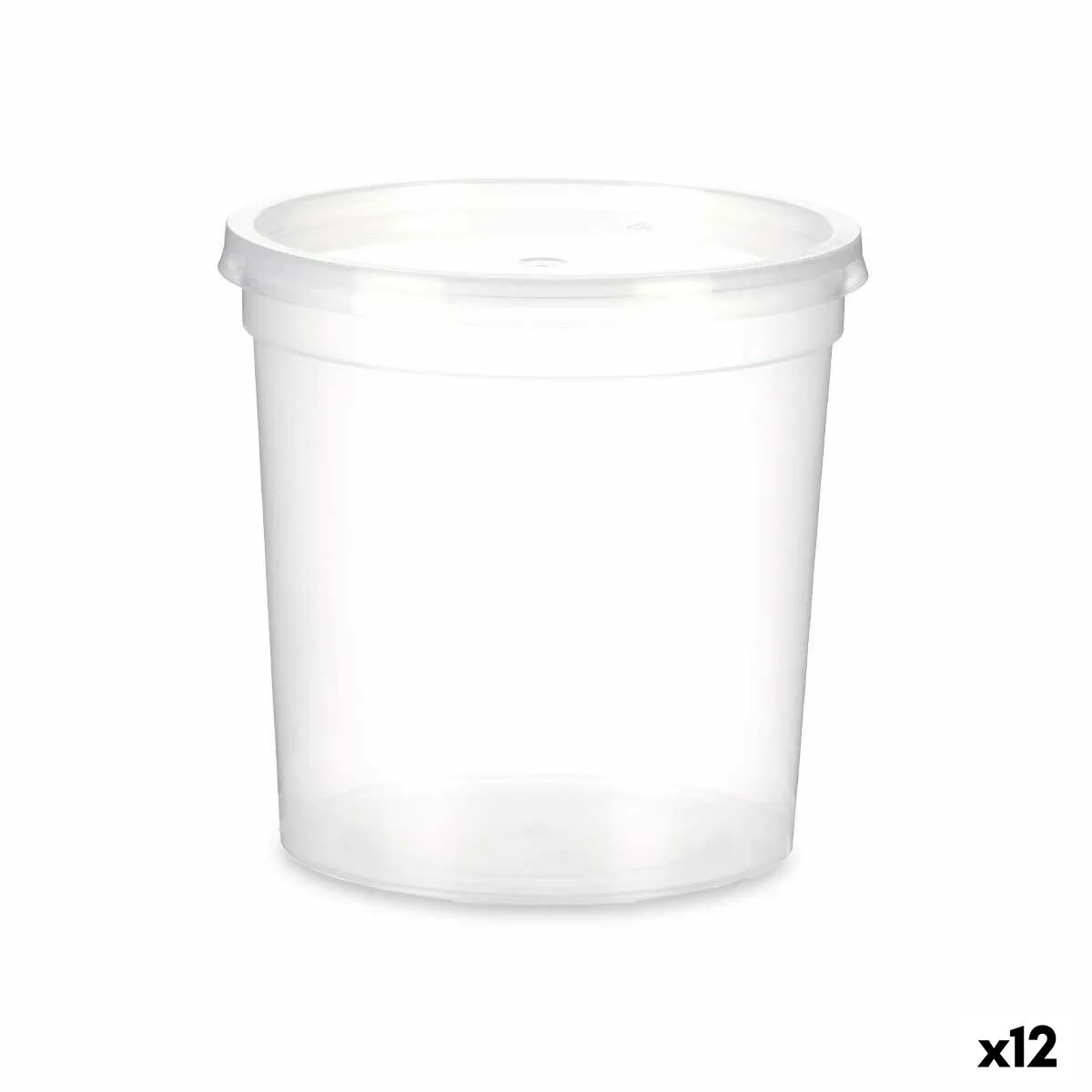 Porta Pranzo Rotondo con Coperchio Trasparente polipropilene 1 L 12,5 x 12,5 x 12,5 cm (12 Unità)