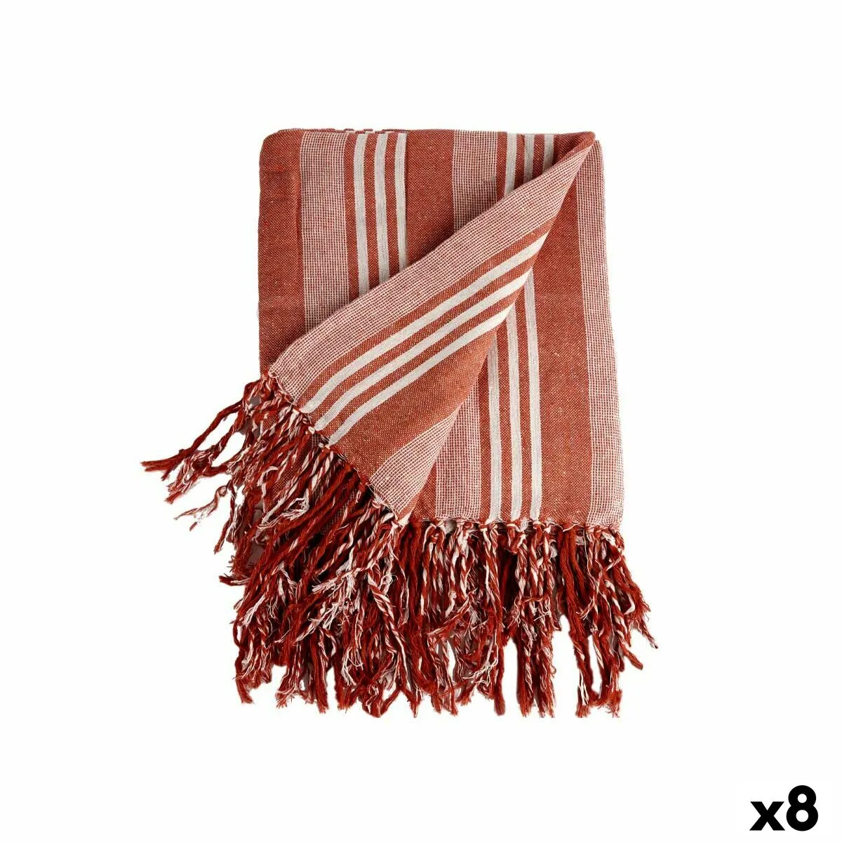 Foulard Multiuso Righe 235 x 205 cm Bianco Rosso (8 Unità)