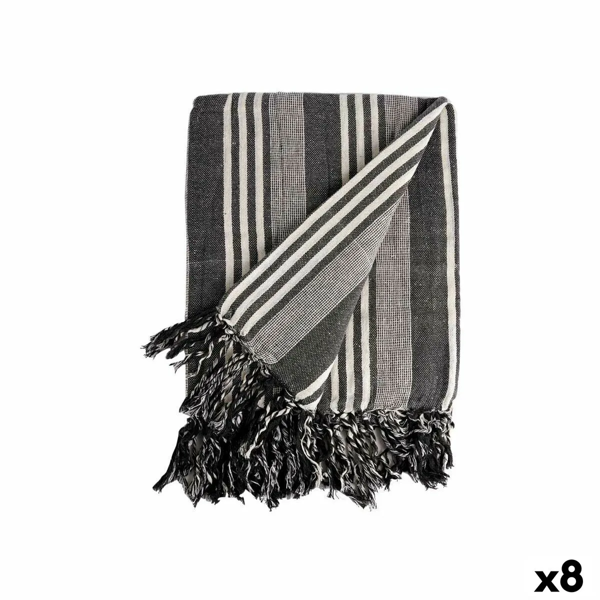 Foulard Multiuso Righe 235 x 205 cm Bianco Grigio (8 Unità)