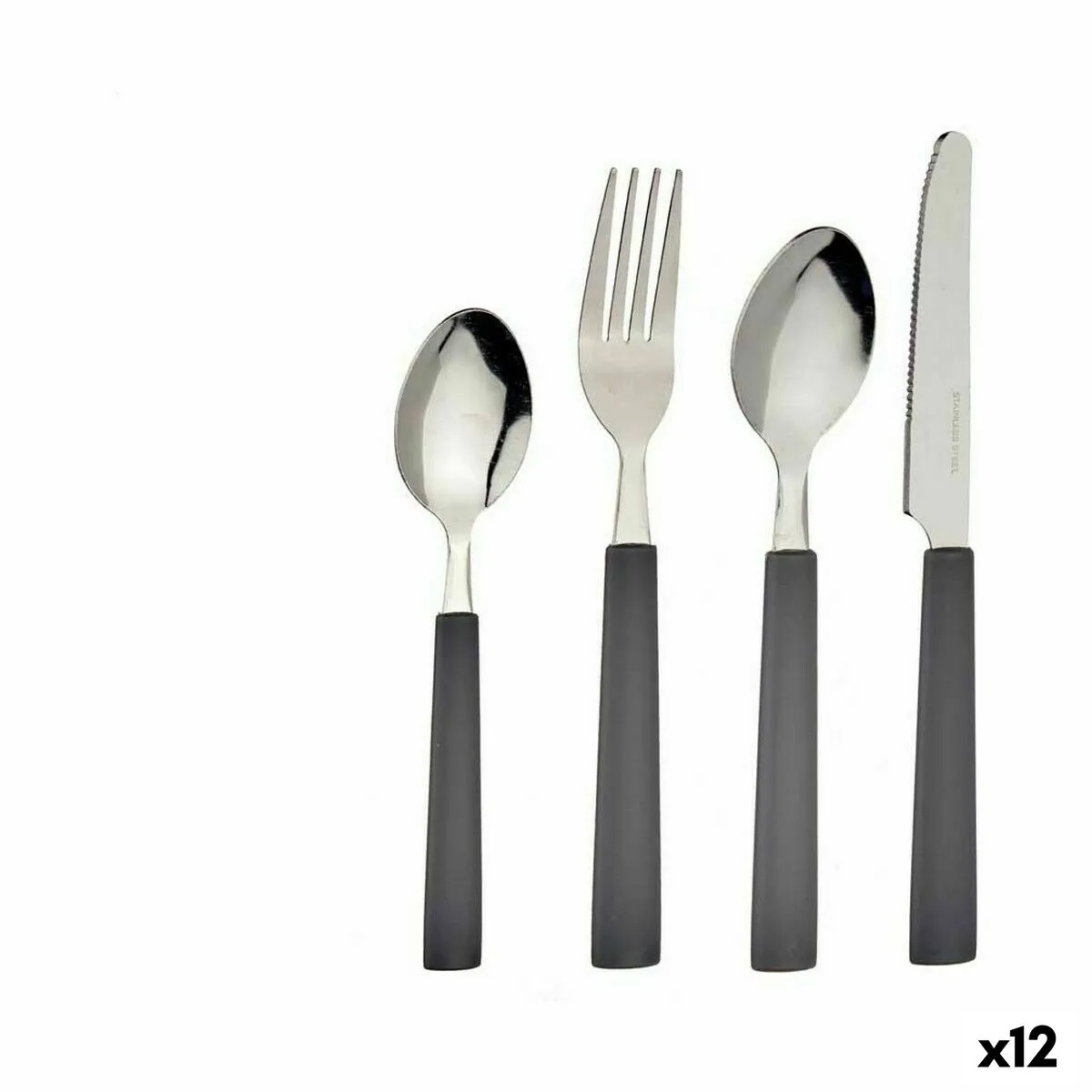 Set di Posate Grigio Acciaio inossidabile (12 Unità)