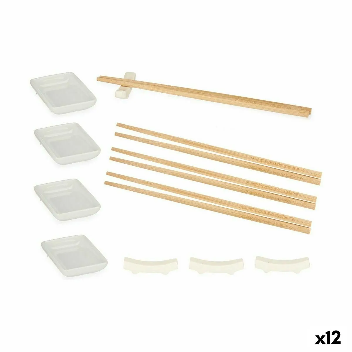 Set per Sushi Bianco Ceramica (12 Unità)