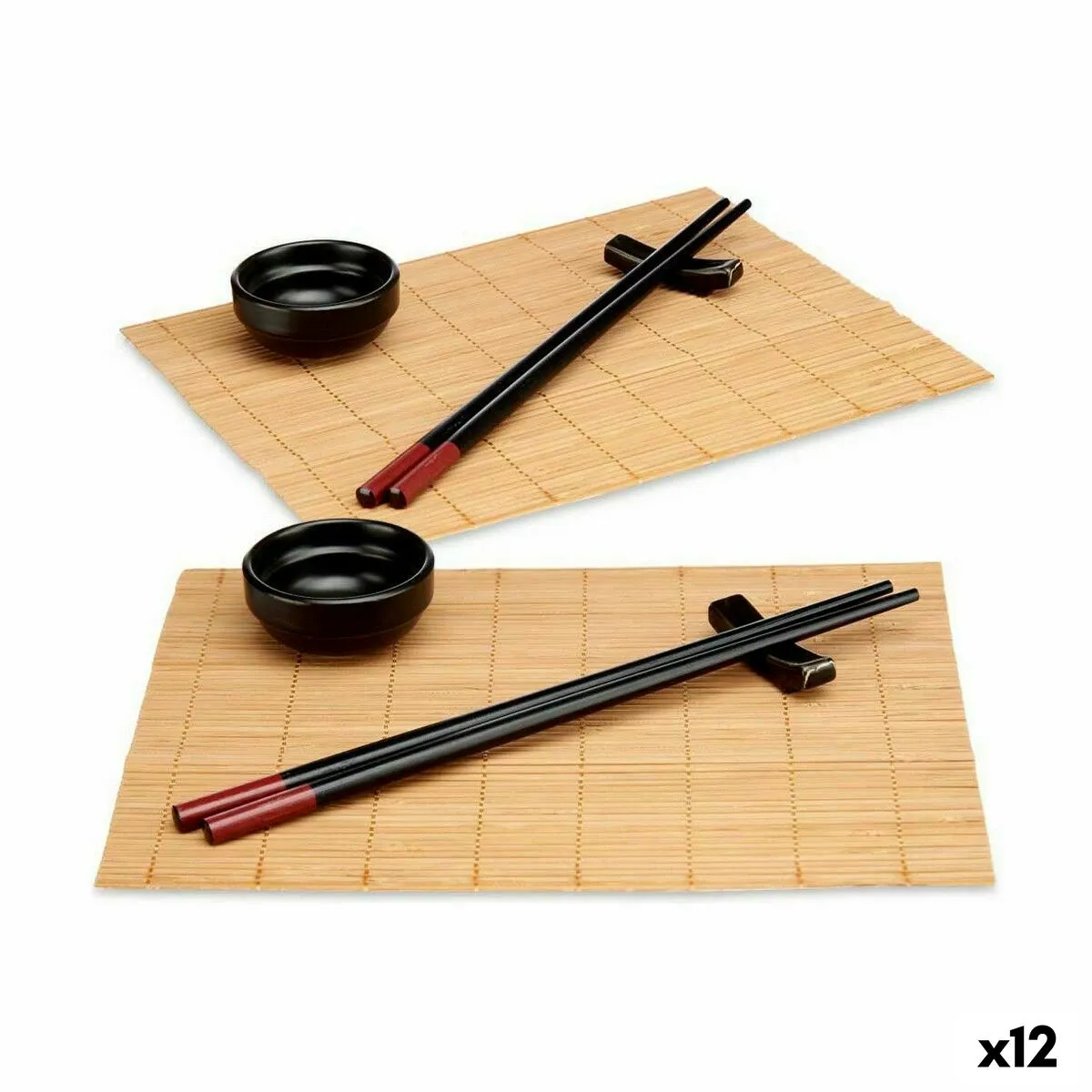 Set per Sushi Nero Bambù Gres (12 Unità)