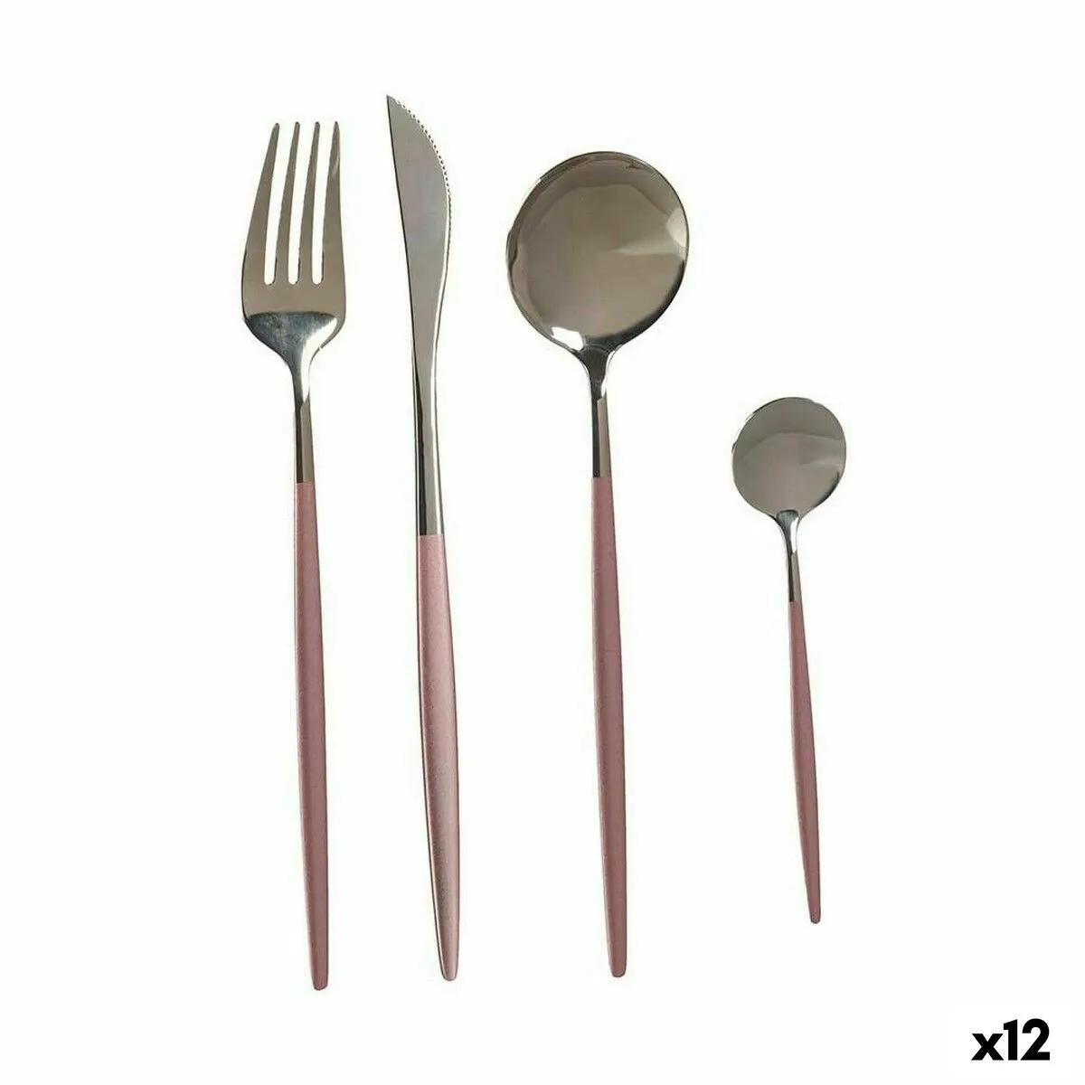 Set di Posate Rosa Argentato Acciaio inossidabile (12 Unità)