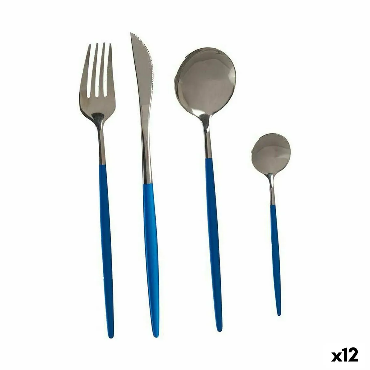 Set di Posate Azzurro Argentato Acciaio inossidabile (12 Unità)