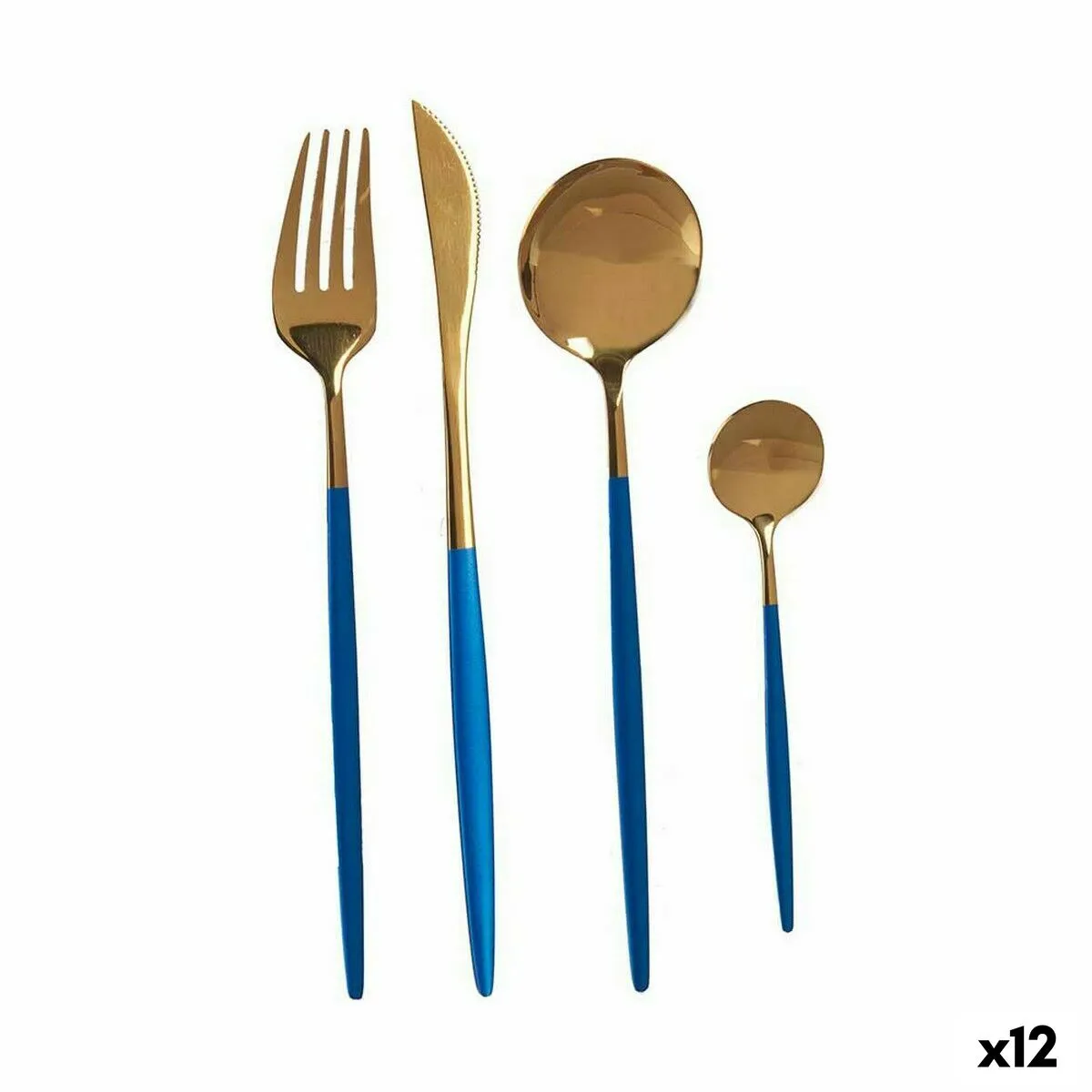 Set di Posate Azzurro Dorato Acciaio inossidabile (12 Unità)