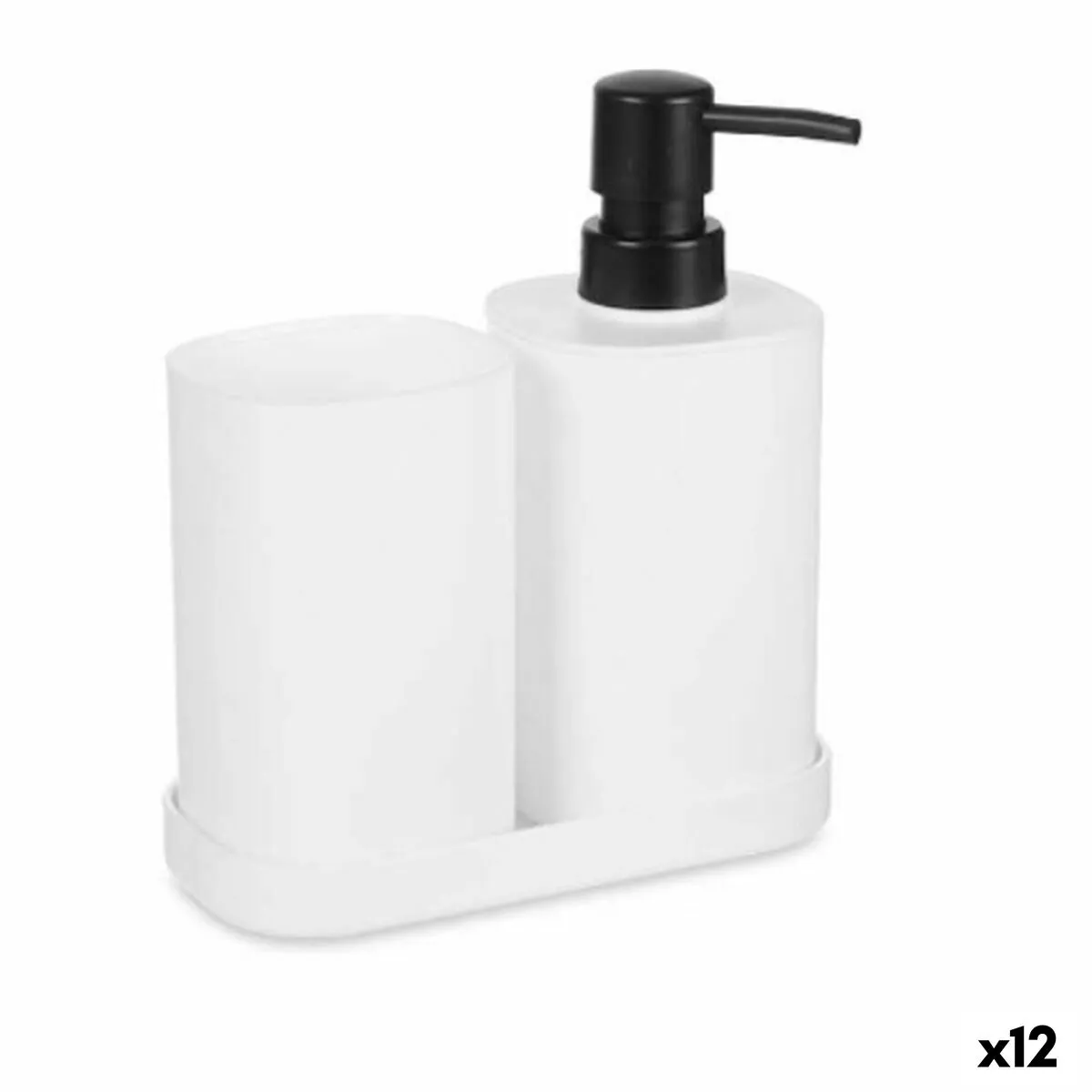 Set da Bagno Bianco Nero polipropilene (12 Unità)