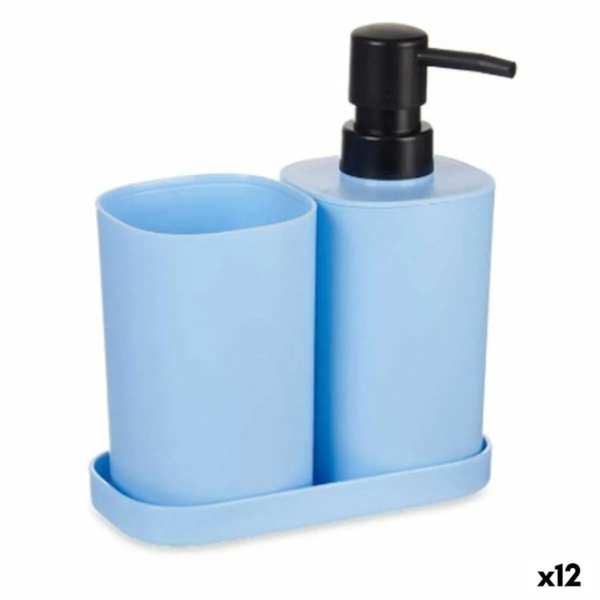 Set da Bagno Azzurro Nero polipropilene (12 Unità)