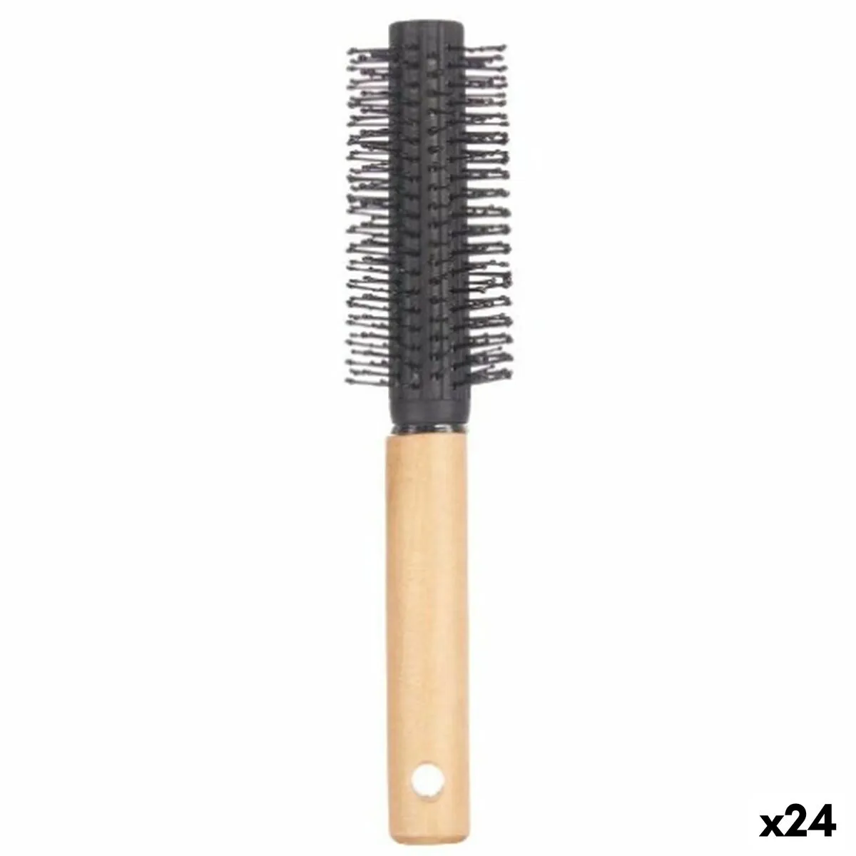 Spazzola Capelli ricci Marrone Nero Legno Silicone Plastica (24 Unità)