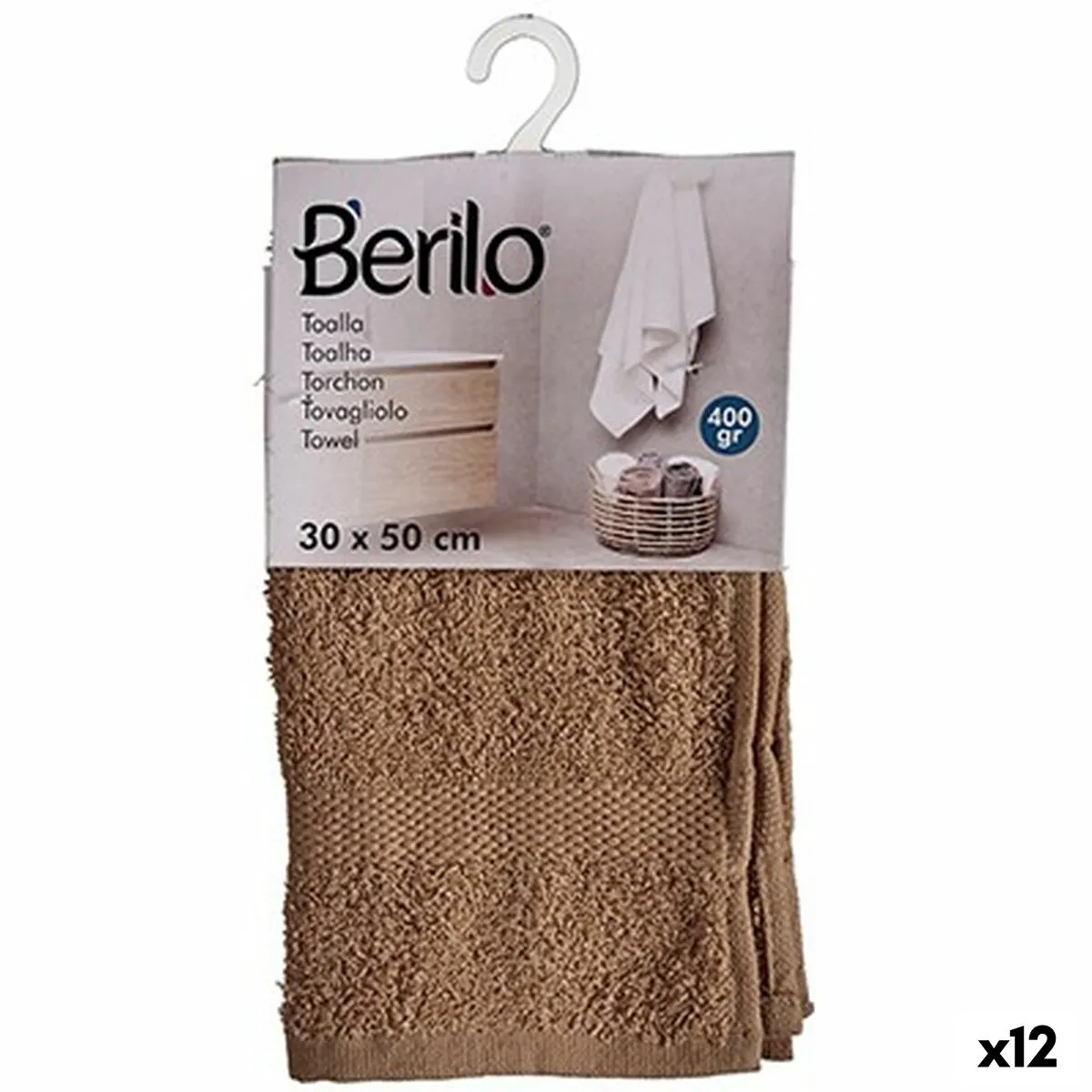 Telo da bagno Cammello 30 x 50 cm (12 Unità)